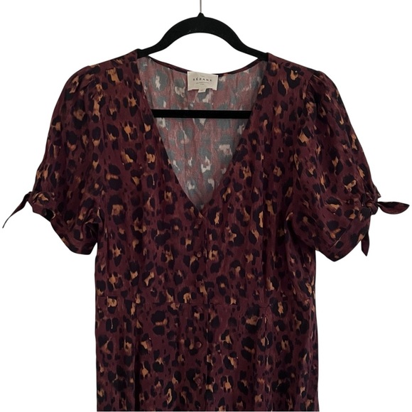 Sezane Vic V Neck Midi Dress in Leopard Cafe FR 40 / US 8 - Picture 3 of 10